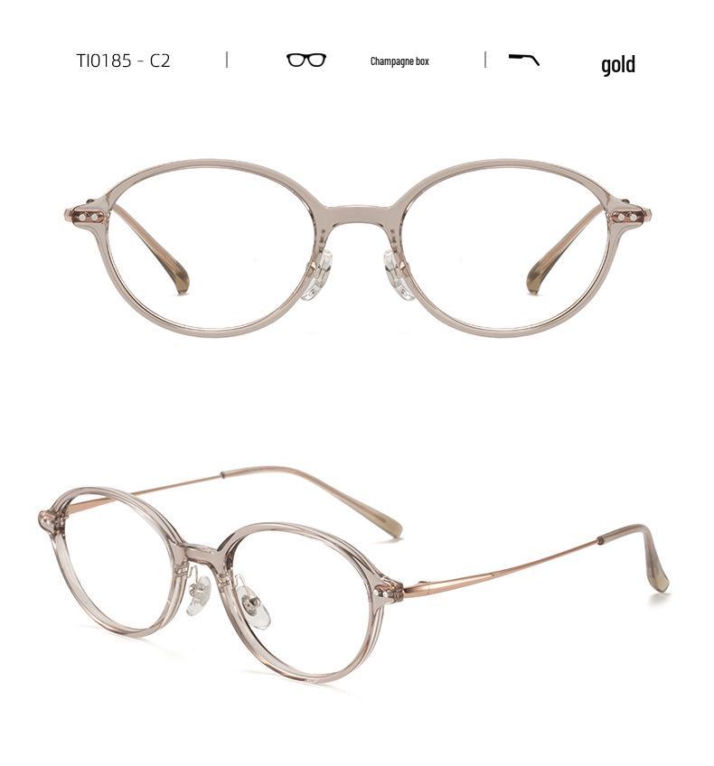 TR Frame Titanium Leg Oval Tortoiseshell Glasses for Women, Style Ti0185 - Suitable for Prescription Lenses