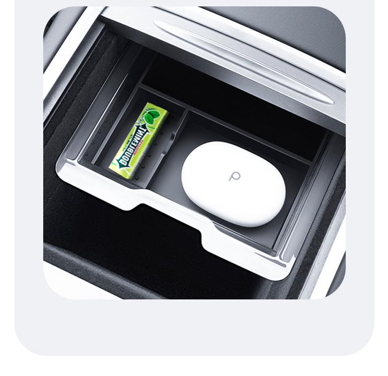 Tesla Model Y/3 Center Console Storage & Silicone Pad Ice Crystal Accessory.