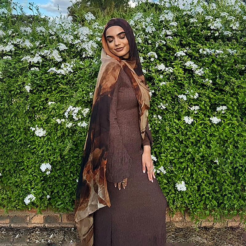 Watercolour Floral Printed Modal Breathable Soft Cotton Rayon Muslim Hijab Viscose Woven Islamic Turban Modal Women Shawls Scarf