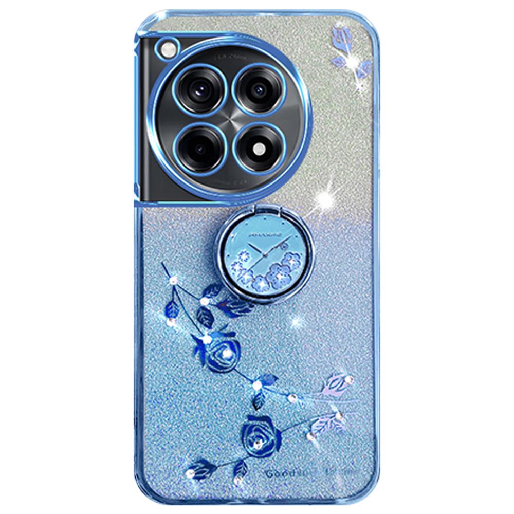 

KADEM For OnePlus Ace 3 Pro 5G Case Ring Kickstand TPU Flowers Phone Cover Gradient Glitter C