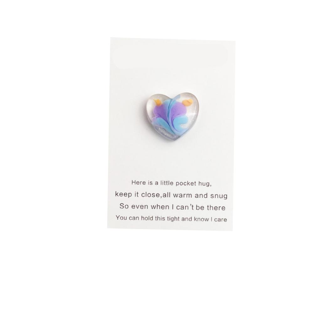 Cute Resin Colored Floral Heart Shaped Pocket Blessing Card