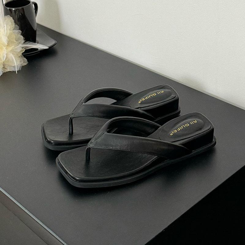 Fashion 2025 New Women Flats Slippers Slides Sandals Shoes Summer Beach Female Flip Flops Fashion Square Toe Ladies Flats Slippers Shoes