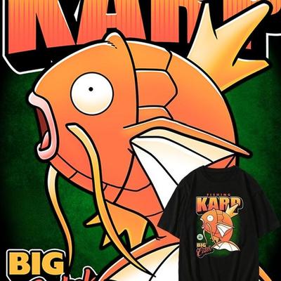 Pokémon Magikarp Printed Cartoon Loose Tshirt Mens 2026 Summer Fashion Oversize Street Casual Y2K Tops Streetwear Clothing