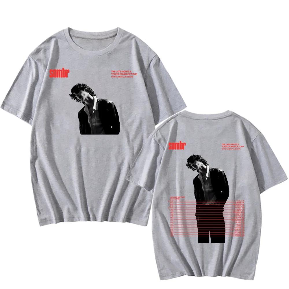 Sombr The Late Nights & Young Romance Tour T-shirts 2025 Singer Sombr Harajuku Aesthetic Tshirts High Quality Cotton Tees Unisex