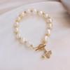 Natural Pearl & Zircon Bee Bracelet - Elegant Light Luxury Bangle for Women