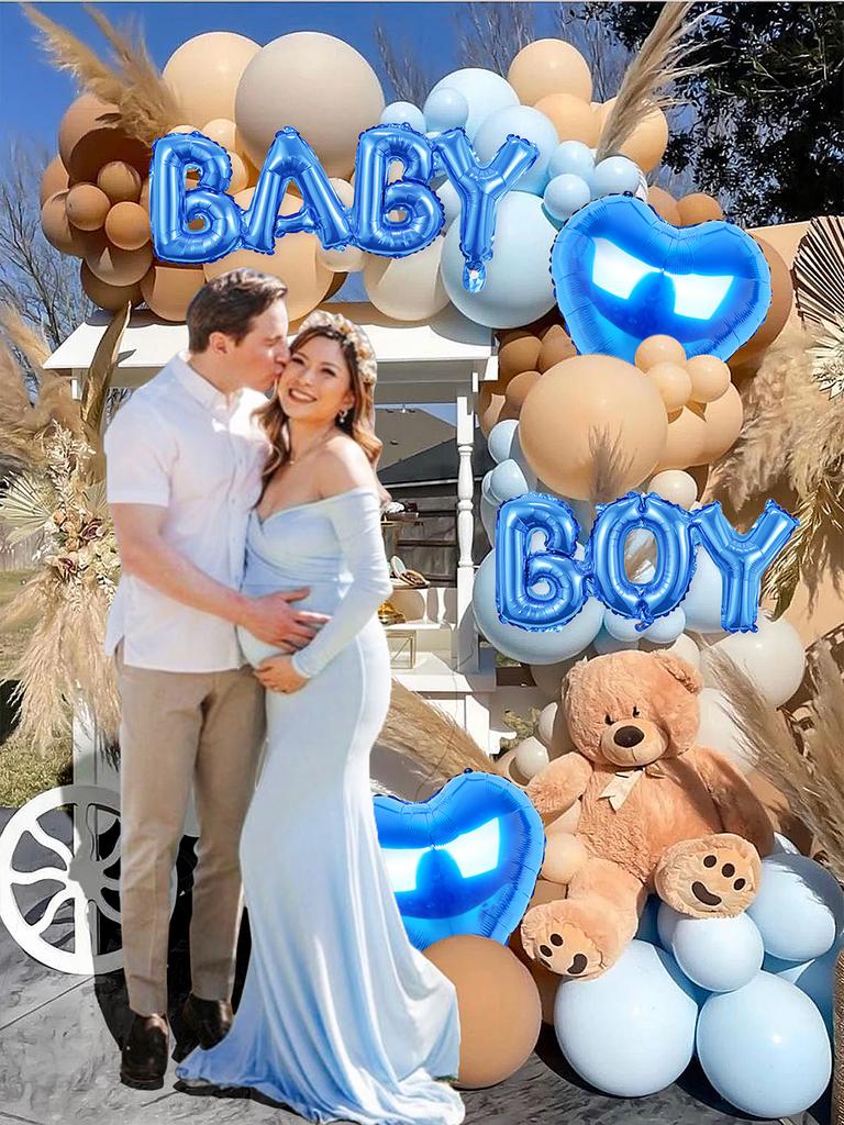 4pcs Blue Baby Boy Love Heart Foil Balloons, Boy Birthday Party Baby Shower Gender Reveal Houseware Decoration