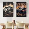 Vintage Racing Comic Illustration Luxury Sports Car Travel Poster Supercar Wall Art Canvas Painting Mural Gaming Room Home Decor