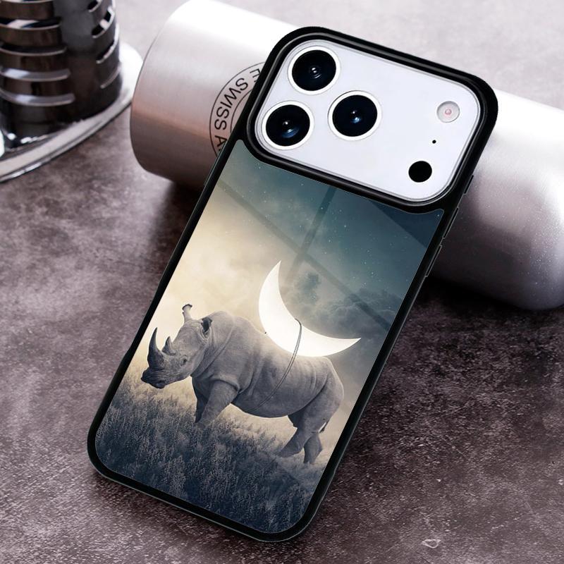 Animal Rhino Phone Case For iPhone 17 16 15 14 13 12 11 Pro Max Plus 17Air Soft Silicone Cover