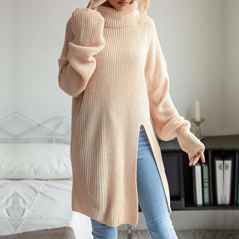 YYFS Women's Fashion Casual Fall Winter Solid Color Print Long Sleeve High Neck Tops Women's Clothing Woolen Knitwear Sweaters