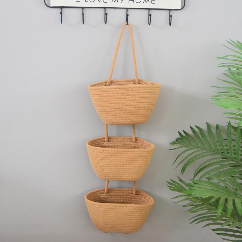 Multipurpose Foldable Cotton Hanging Basket For Bedroom Organizing