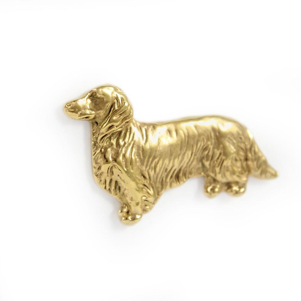 Dachshund III - Dog brooch in decorative box, elegant gold-plated pin, Art-Dog brand jacket pin