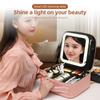 Travel Makeup Train Case with Mirror LED Light Adjustable Brightness Large Capacity Cosmetic Bag