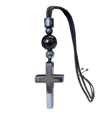 5A Black Tourmaline Terahertz Ore Cross and Arrow Crystal Healing Natural Stone Power Stone Necklace Spiritual Purification Obsidian Power Occasion