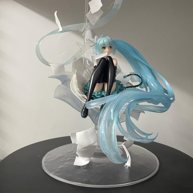 38cm Hatsune Miku Action Figure Blue Twintails Anime Peripheral Model PVC Manga GK Statue Collection Birthday Gift for Children