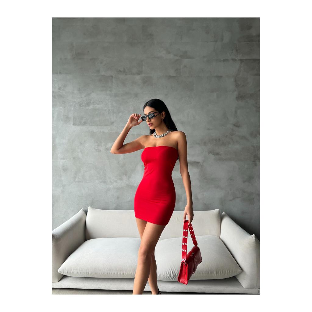 Damska czarna mini sukienka bez ramiączek