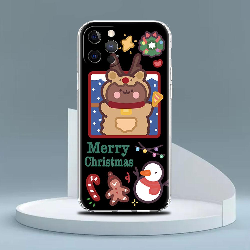 Snowman Christmas Cute Clear Case For Apple iPhone 13 11 14 12 Pro 7 8 Plus XR X XS Max 6 6S 13Pro Silicone Phone Cover