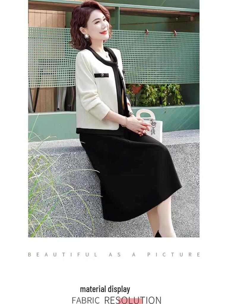 2025 Little Fragrance Style Spring-Autumn Two-Piece Set for Middle-Aged Women