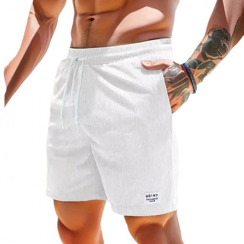 Pantaloncini Sportivi da Uomo in Velluto a Coste Monocolore con Lacci 2026