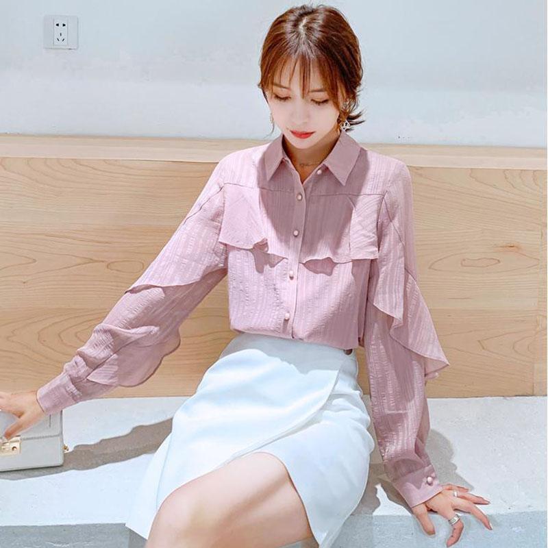 Chiffon Shirt Women&#039;s Fashion Long-sleeved Shirt Korean Loose Western-style Blouse Ladies&#039; Shirt