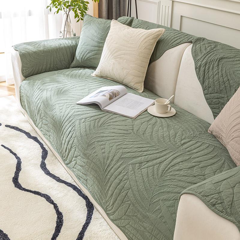 Pink Cotton Sofa Cushion Universal In All Seasons, Simple Modern Fabric Non-Slip Solid Wood Quilting Mat, Pure Cotton Cover In Summer