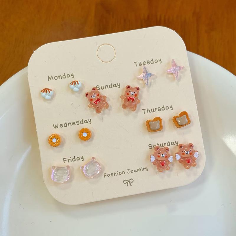 1Set Cute Cartoon Capybara Animal Earrings For Women Girls Trendy Kawaii Capybara Bread Earrings Jewelry Accessories Gifts