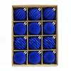 12Pcs Flocked Christmas Bauble Set, Boxed Plastic Xmas Hanging Balls, 6cm & 8cm Luxury Decor Ornaments for Christmas Tree