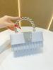 Silk Clutch Bag With Glittering Rhinestones For Evening Party And Wedding Use