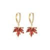 18k Gold Double Maple Leaf Stud & Ear Cuff Earrings for Women