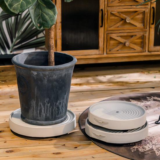 Pojízdný podstavec na rostliny Kulatý podnos pod květináč se skrytou drenážní nádržkou Podnos pod květináč s brzdovými kolečky pro vnitřní i venkovní použití