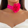 Gothic Elegant Big Rose Flower Clavicle Chain Necklace Women Wed Bridal Sexy Adjustable Choker Mariage Zircon Y2K Accessories