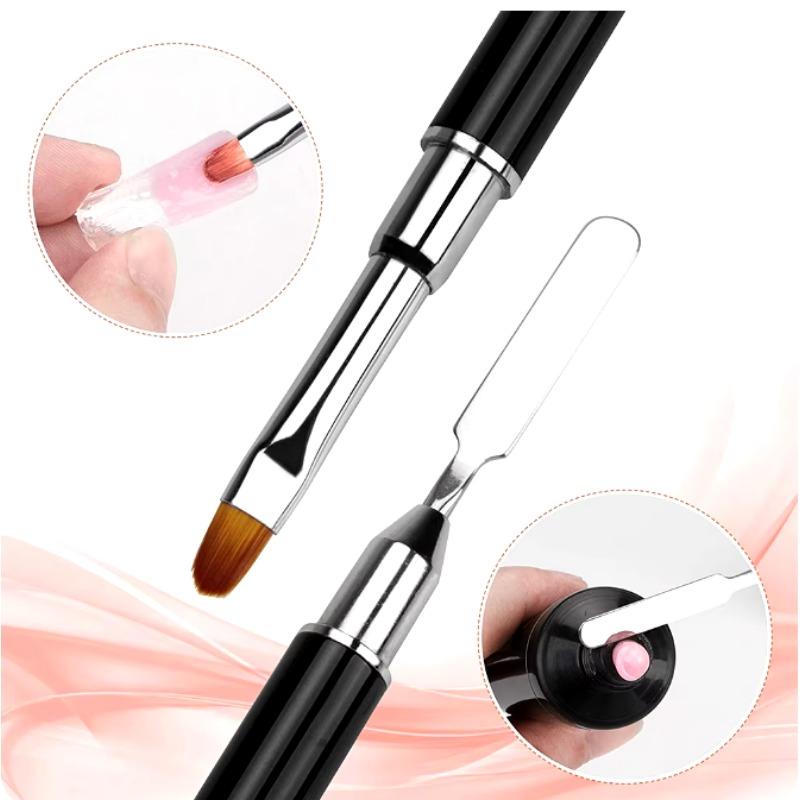 New Dual Ended Poly Nail Gel Brush Picker 2 IN 1 Design Nail Brush and Spatula Stainless Steel Gel for Nails Extension Gel Tool