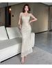 High-end temperament high-end banquet host bright lotus leaf fish tail dress fashion celebrity style evening dress women