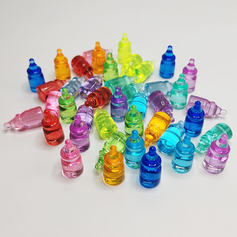 Colorful Mini Acrylic Milk Bottle Cartoon Ornaments - Cute Handmade DIY Decorative Accessories