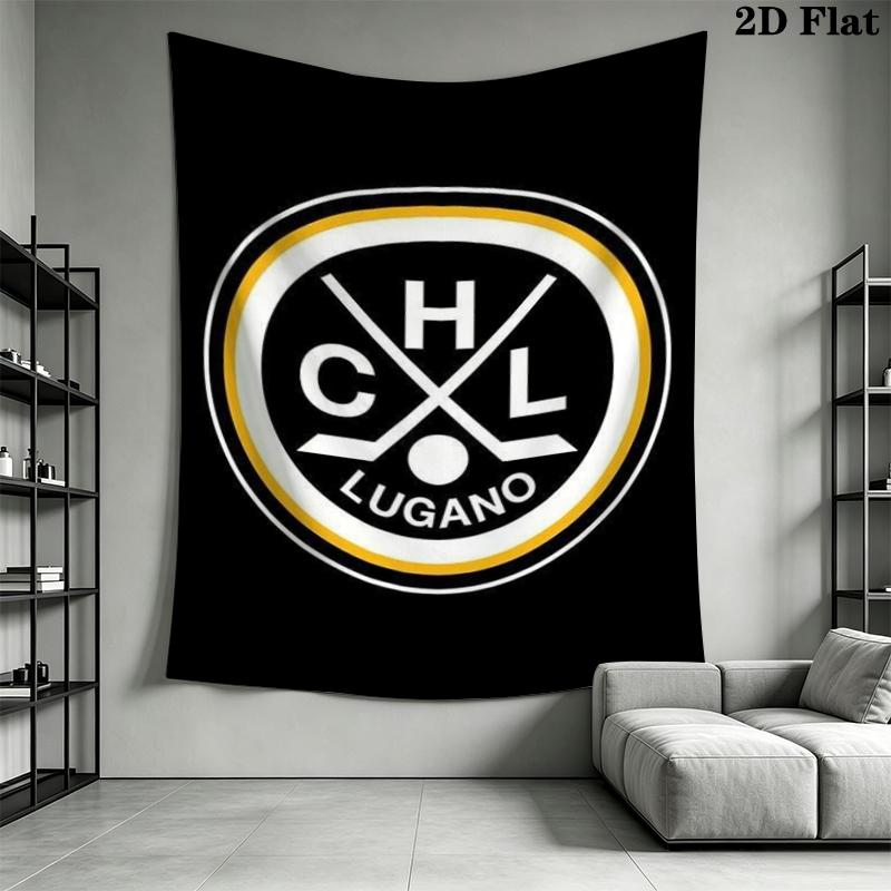 Hockey Club Lugano Wall Tapestry Aesthetic Wall Hanging Printed Fabric Blanket Decorative Tapestries for Bedroom Living Room Home Decor