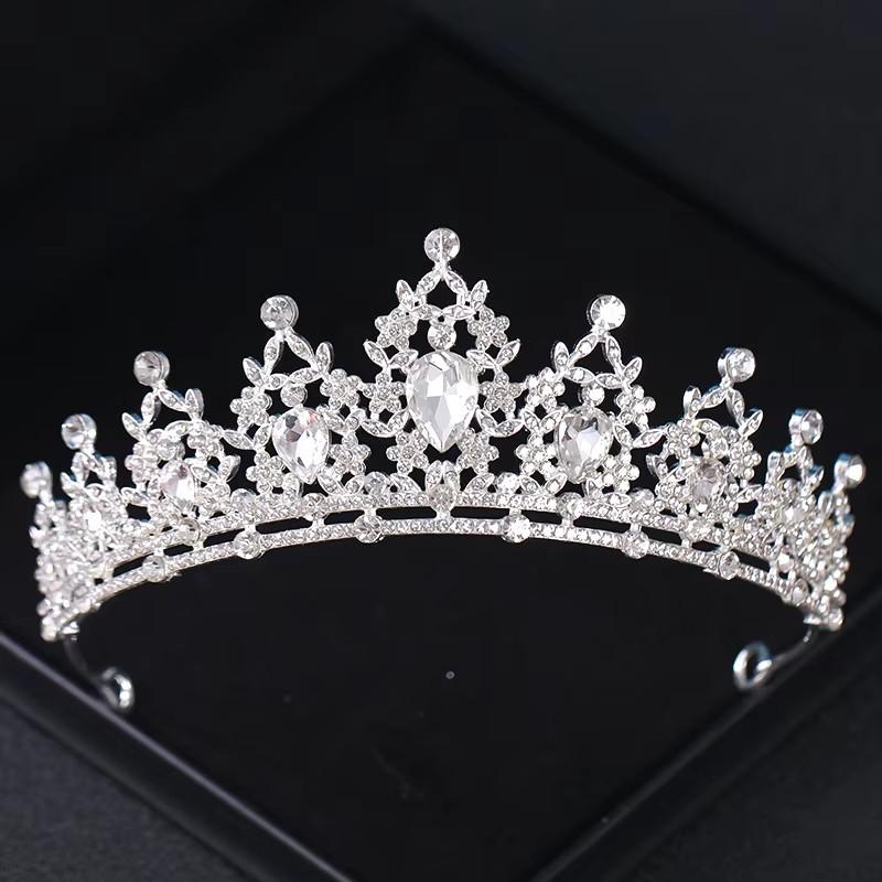 

Silver Crown Bride Wedding Hair Accessories Headwear Bride Tiara Crown Jewelry Wedding Hair Tiara Crystal Birthday Crown