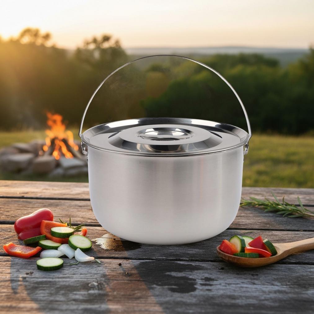 Leicht zu reinigendes Camping-Kochgeschirr Outdoor-Kochen Edelstahl-Topf