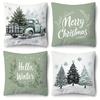 Christmas Pillow Covers: Vintage Truck, Merry Christmas, Hello Winter, and Snowy Trees Sofa Room Cushion Cover Home Decoration