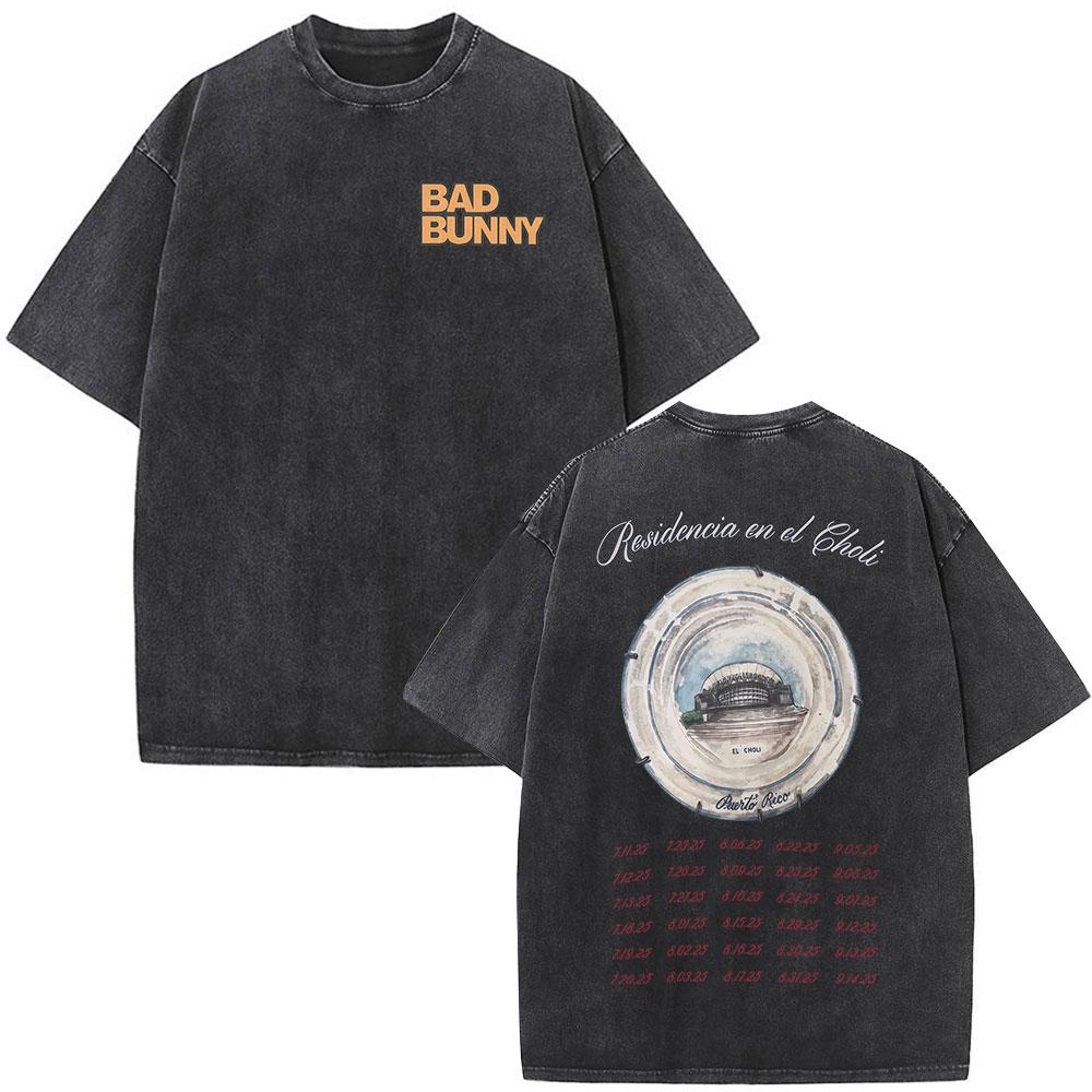 Washed Vintage Bad Bunny DTMF Tour Merch T Shirt Debi Tirar Mas Fotos Tshirt Men Women Fashion Hip Hop Oversized Tshirts Tops