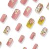 24 Pieces Fashion Cute Easter Themed Press On Nails Full Cover False Nails with Floral and Bunny Patterns for Nail Art Decoration