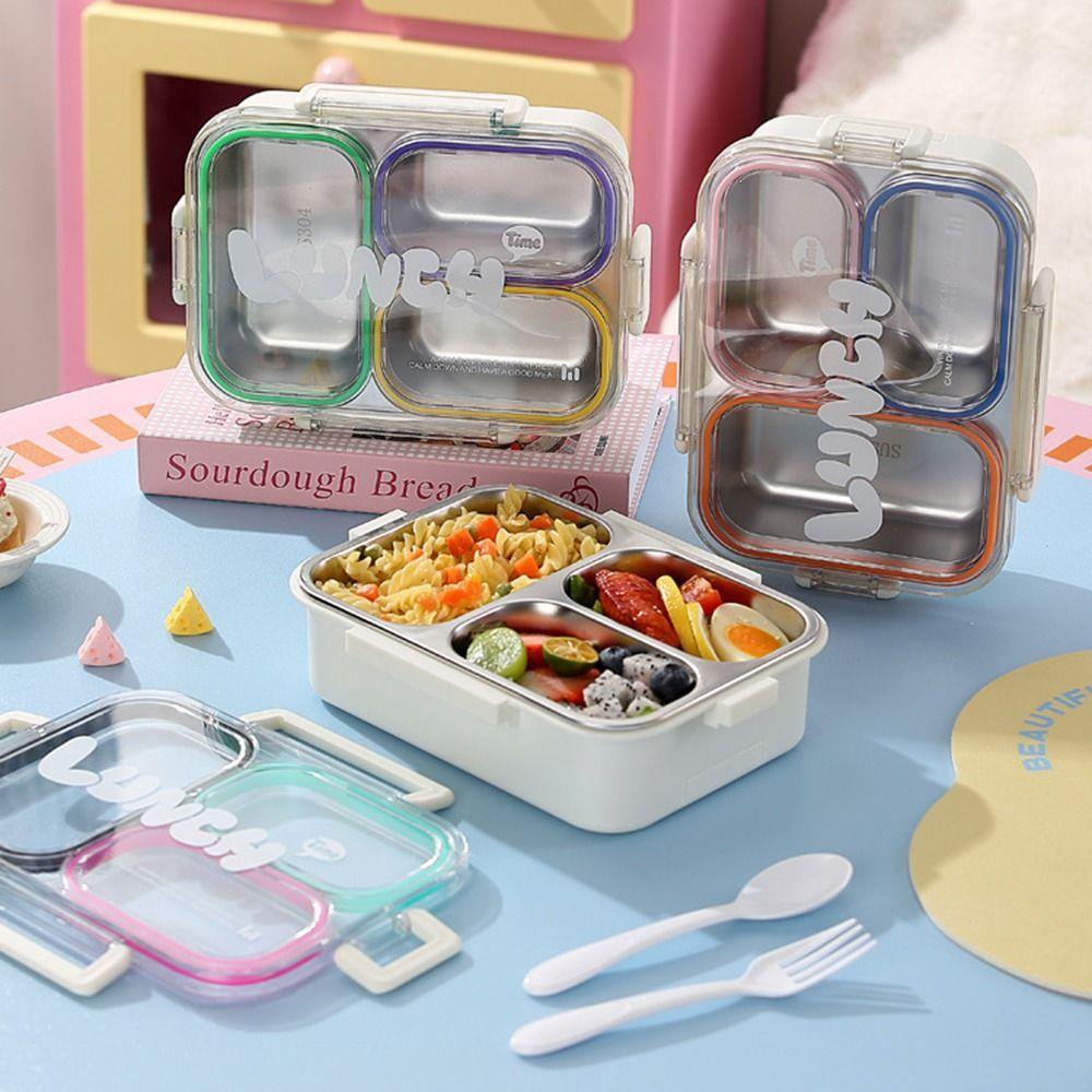 2/3 Compartments Portable Food Container Food Grade Divided Lunch Plate  School