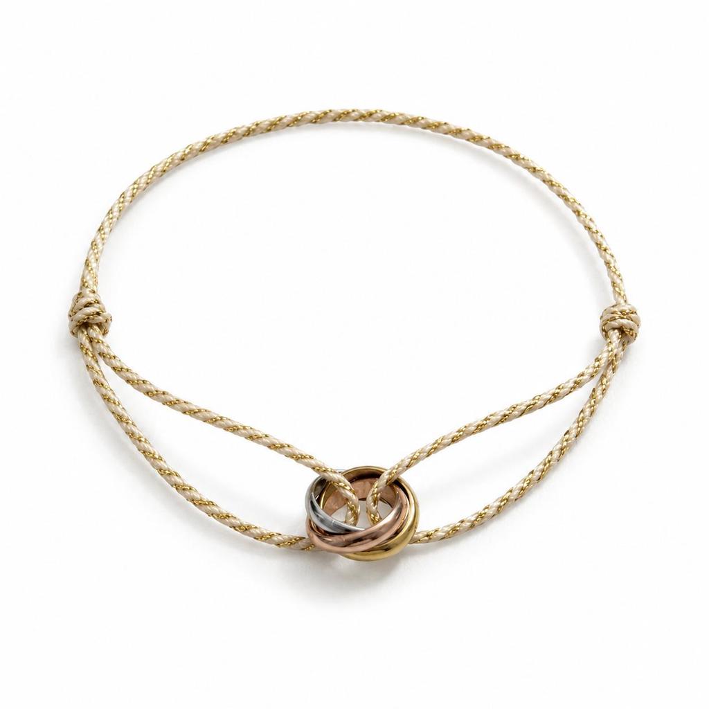 Bracciale Intrecciato Minimalista Regolabile a Tre Anelli - Gioiello di Coppia Trendy di Alta Qualità