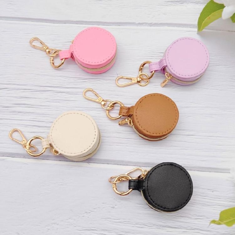 Convenient Keychain Jewelry Holder PU Leather Ring Case for Secure Storage of Accessories In a Compact Travel Size
