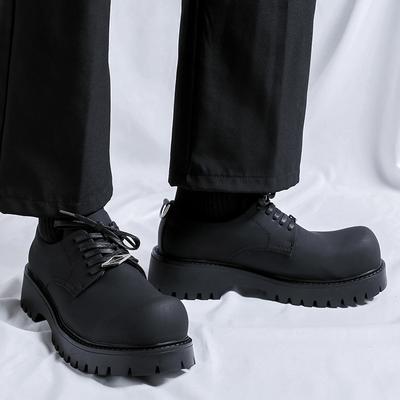 Hochwertige Herren Frühling/Herbst Britischer Stil Dickbesohlte Formelle Lederschuhe Modische Herren Klassische Schwarze Arbeitsschuhe mit Schnürung