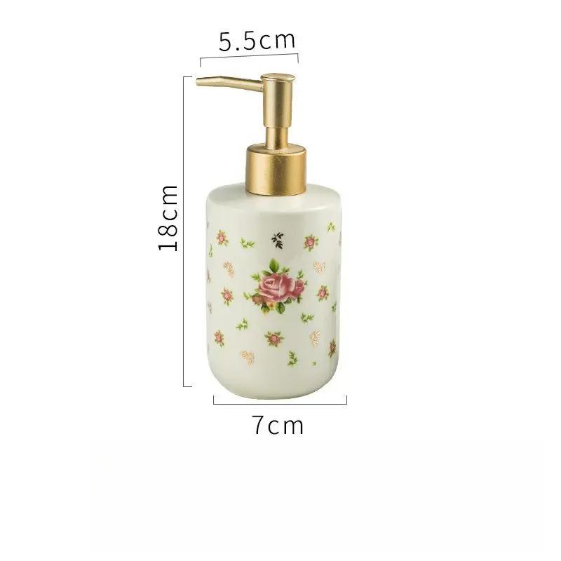 Ceramic Rose Liquid Soap Dispenser Household Bathroom Shower Gel Bottling Bottle Press-on Soap Dispensers Bathroom Accessories