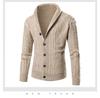 Suéter Cardigan Masculino Plus Size de Tricô com Tranças e Gola Lapela - Peça de Roupa Casual da Moda
