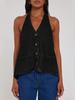 Women's Cropped Quilted Puffer Vest Stand Collar Lightweight Button Down Sleeveless Jacket