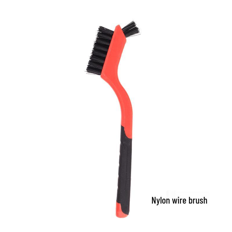 7  Long Handle Household Brush with Steel, Copper, and Nylon Wire Bristles for Cleaning.