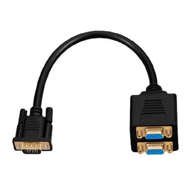 Durability VGA Splitter Cable With Shielded Coating VGA Cable For Stable Signal Transfer To 2 Monitors Display for PC