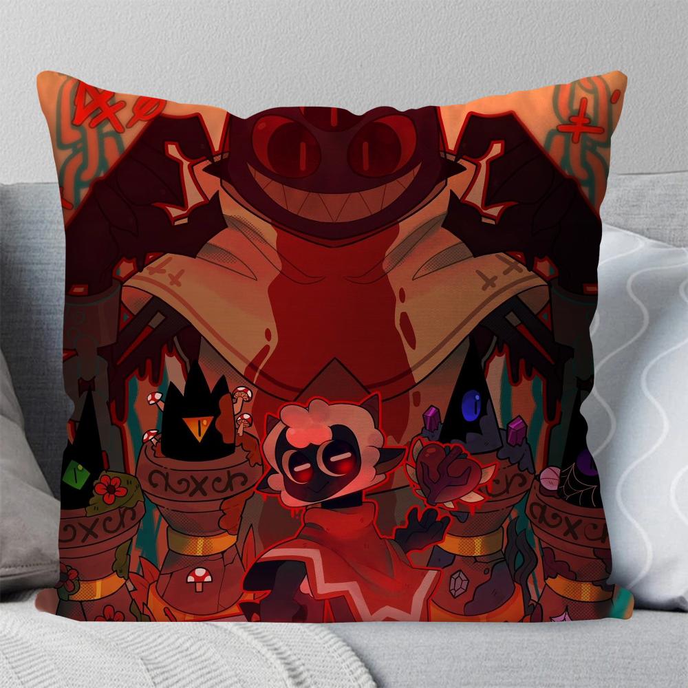 Cult Of The Lamb Anime Przygodowa Gra Wideo Poszewka na Poduszkę Kwadratowa Poduszka Sypialnia Sofa Wypoczynek Samochód Salon Dekoracja Domu 40X40