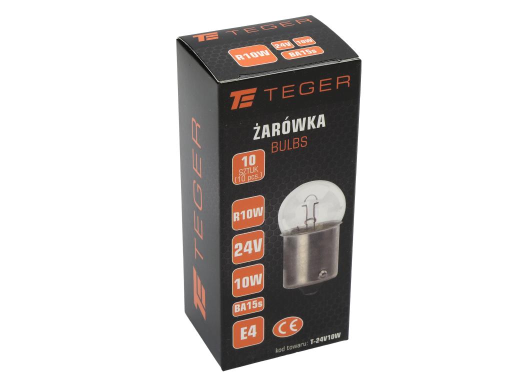 24V 10W BA15s TEGER bulb, (sold in packs of 10)